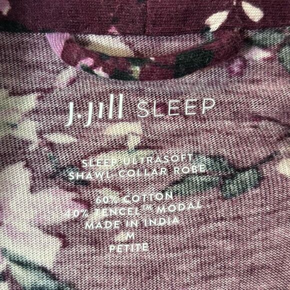 J. Jill Sleep Ultrasoft Shawl Collar long Robe M Petite floral pockets - Picture 8 of 8